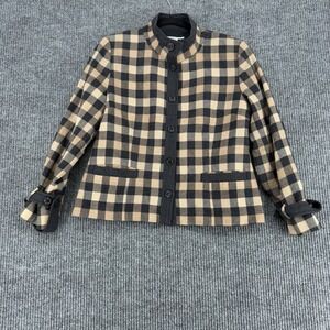 Pendleton Wool Jacket Womens Petite 12 Plaid Button Front USA Fabric Coat